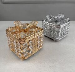 KRİSTAL TAŞLI FİYONK MODEL KARE ŞEKERLİK KUTU ROSE GOLD
