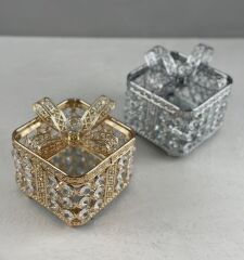 KRİSTAL TAŞLI FİYONK MODEL KARE ŞEKERLİK KUTU ROSE GOLD