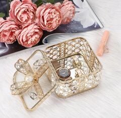 KRİSTAL TAŞLI FİYONK MODEL KARE ŞEKERLİK KUTU ROSE GOLD