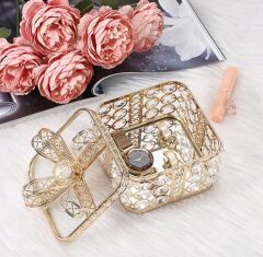 KRİSTAL TAŞLI FİYONK MODEL KARE ŞEKERLİK KUTU ROSE GOLD