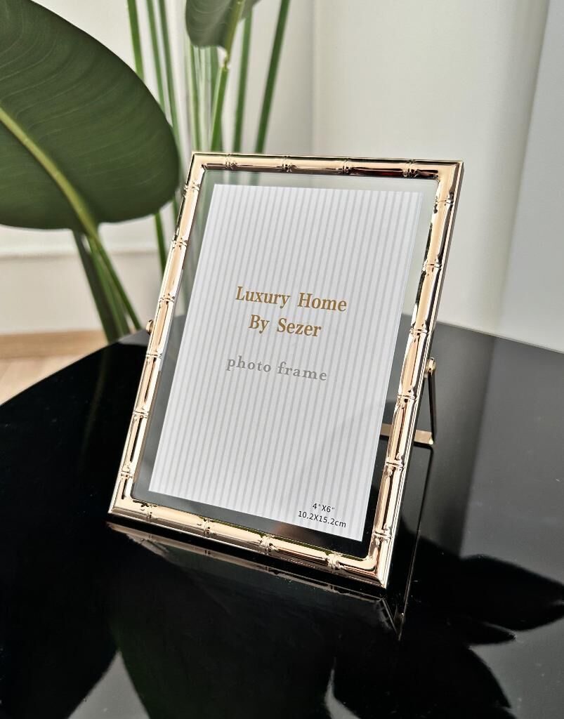 BAMBU DESEN LÜKS METAL ÇERÇEVE GOLD 10X15 CM