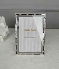 BAMBU DESEN LÜKS METAL ÇERÇEVE GÜMÜŞ 10X15 CM