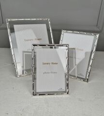BAMBU DESEN LÜKS METAL ÇERÇEVE GÜMÜŞ 13x18 CM