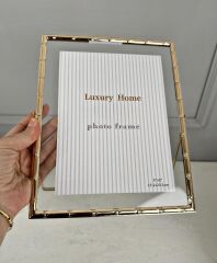 BAMBU DESEN LÜKS METAL ÇERÇEVE GOLD 15x20 CM