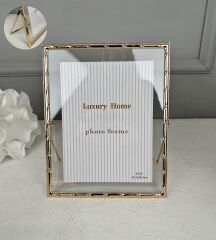 BAMBU DESEN LÜKS METAL ÇERÇEVE GOLD 15x20 CM