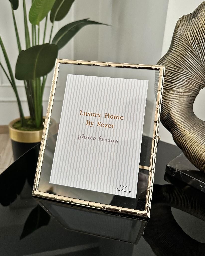 BAMBU DESEN LÜKS METAL ÇERÇEVE GOLD 15x20 CM