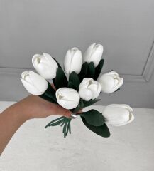 8'Lİ YAPAY LATEKS LALE BUKETİ BEYAZ