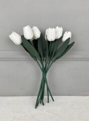 8'Lİ YAPAY LATEKS LALE BUKETİ BEYAZ