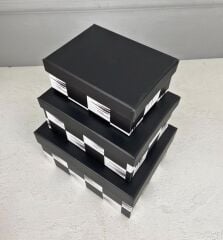 3'LÜ DAMA DESEN DEKORATİF KUTU SETİ KÜÇÜK