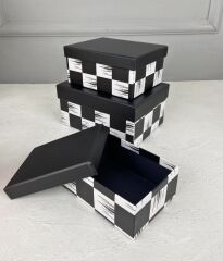 3'LÜ DAMA DESEN DEKORATİF KUTU SETİ KÜÇÜK