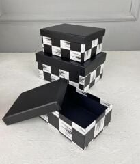 3'LÜ DAMA DESEN DEKORATİF KUTU SETİ KÜÇÜK