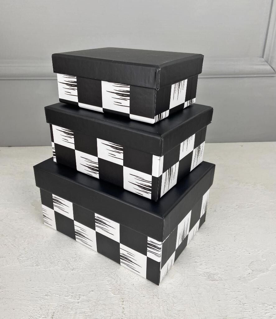 3'LÜ DAMA DESEN DEKORATİF KUTU SETİ KÜÇÜK