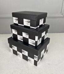 3'LÜ DAMA DESEN DEKORATİF KUTU SETİ KÜÇÜK