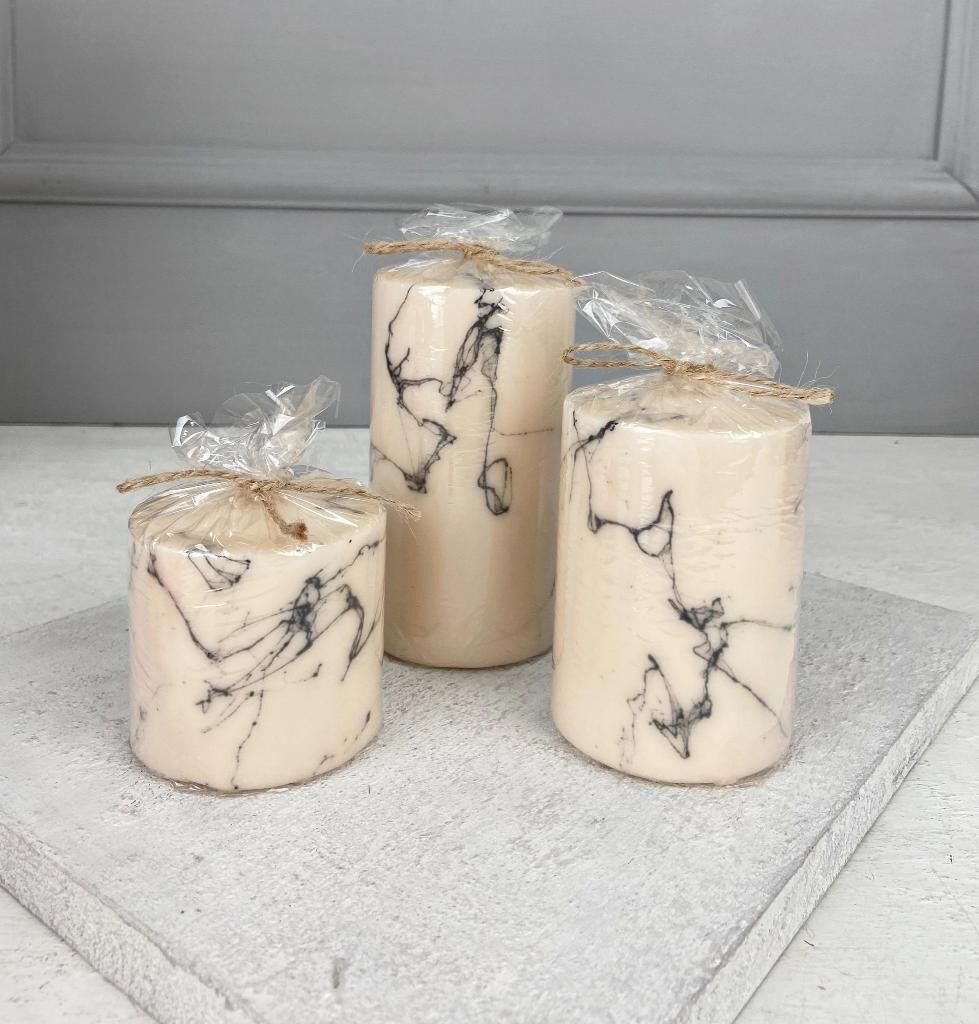 3'LÜ MERMER DESEN KOKULU MUM SETİ KREM