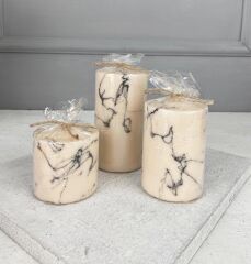 3'LÜ MERMER DESEN KOKULU MUM SETİ KREM