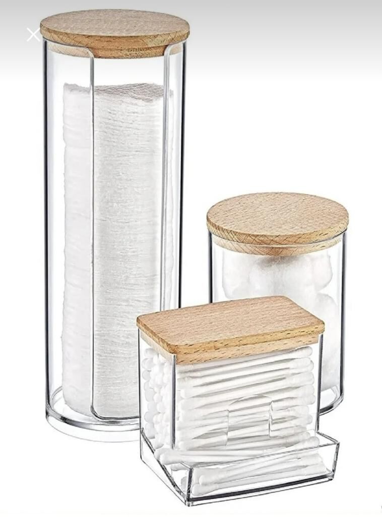 3’LÜ AHŞAP KAPAKLI AKRİLİK PAMUKLUK ORGANİZER SETİ (UFAK DEFOLU)