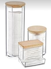 3’LÜ AHŞAP KAPAKLI AKRİLİK PAMUKLUK ORGANİZER SETİ (UFAK DEFOLU)