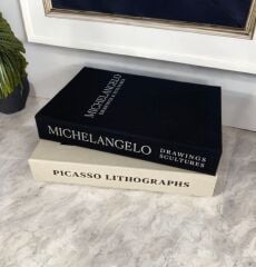 2'Lİ KUMAŞ KAPLI DEKORATİF KİTAP KUTUSU SETİ SİYAH VE BEJ