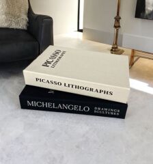 2'Lİ KUMAŞ KAPLI DEKORATİF KİTAP KUTUSU SETİ SİYAH VE BEJ