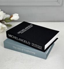 2'Lİ KUMAŞ KAPLI DEKORATİF KİTAP KUTUSU SETİ SİYAH VE MAVİ GÜMÜŞ