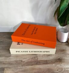 2'Lİ KUMAŞ KAPLI DEKORATİF KİTAP KUTUSU SETİ TURUNCU VE BEJ