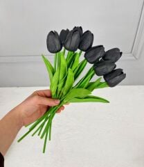 10'LU YAPAY ISLAK LALE BUKETİ 1.KALİTE SİYAH