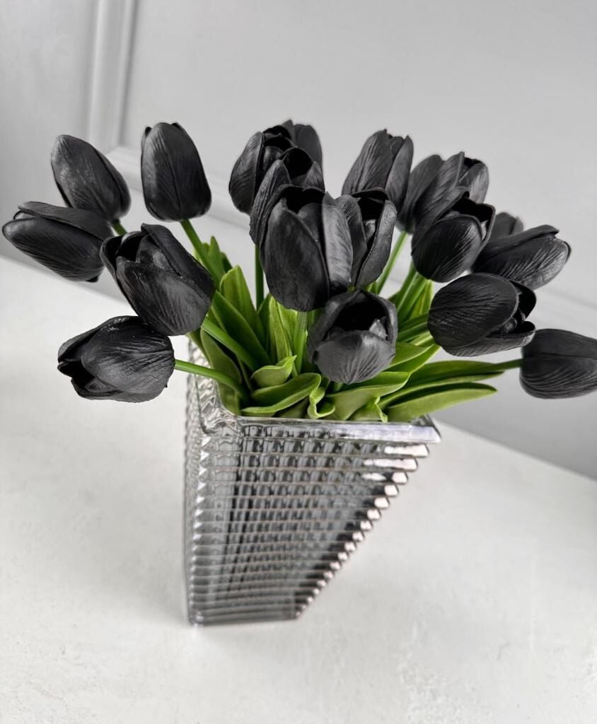 10'LU YAPAY ISLAK LALE BUKETİ 1.KALİTE SİYAH