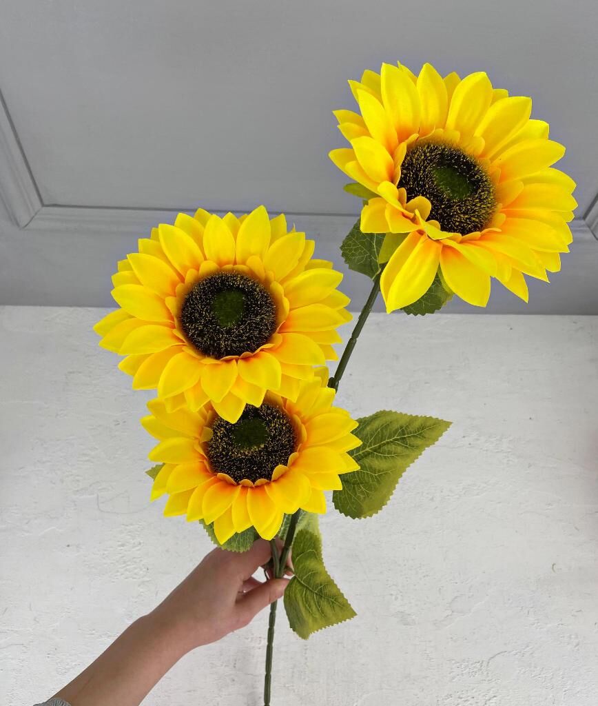 3 KAFALI BÜYÜK YAPAY AYÇİÇEĞİ BÜYÜK 90 CM