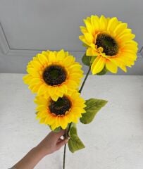 3 KAFALI BÜYÜK YAPAY AYÇİÇEĞİ BÜYÜK 90 CM