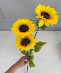 3 KAFALI BÜYÜK YAPAY AYÇİÇEĞİ BÜYÜK 90 CM